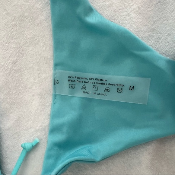 Turquoise Beaded Triangle String Bikini Set - Picture 2 of 2